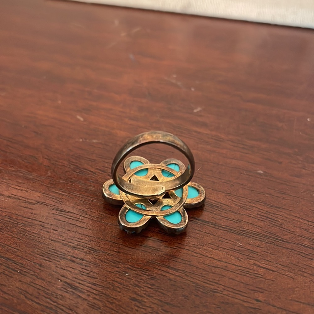 Brass and Turquoise Stella & Dot Flower Ring - Picture 5 of 5